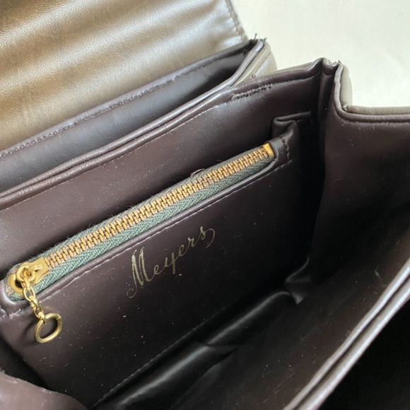 Vintage Meyers Purse Accordian Brown Bamboo Handle Tiki Mid Century Handbag - Picture 7 of 14